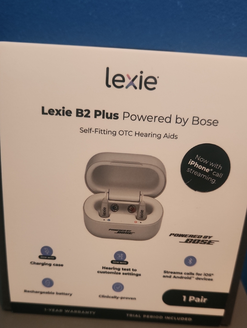 B2 Plus Powered by Bose OTC Hearing Aids - White